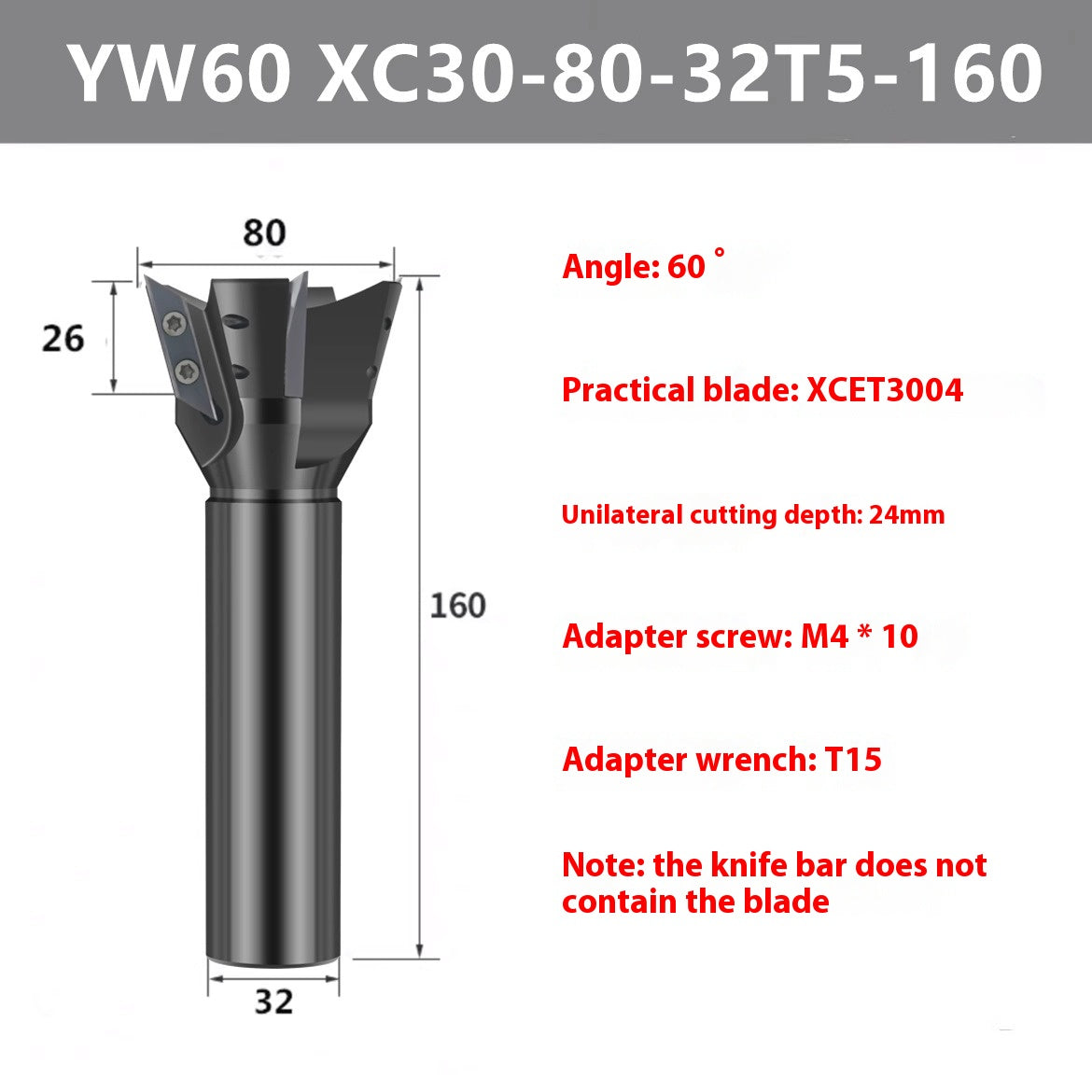 2087-Machining center: long edge dovetail milling cutter bar XCET3004 milling cutter disc cleaning root, V-groove dovetail 55 degrees, 60 degrees, 75 degrees Shandong Denso Pricision Tools Co.,Ltd.